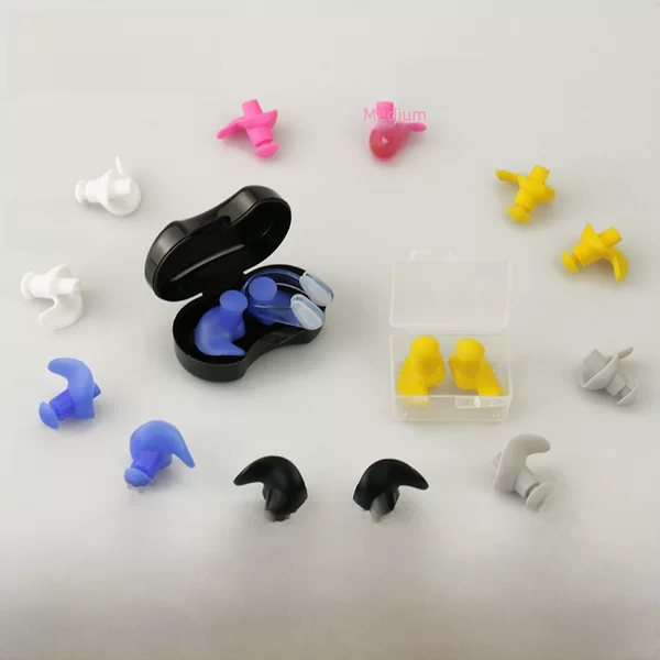 Silicone Swimming Earplugs for Adults and Children, Professional Spiral Waterproof Nose Clip Set, Printed by Manufacturer, Noise-Proof