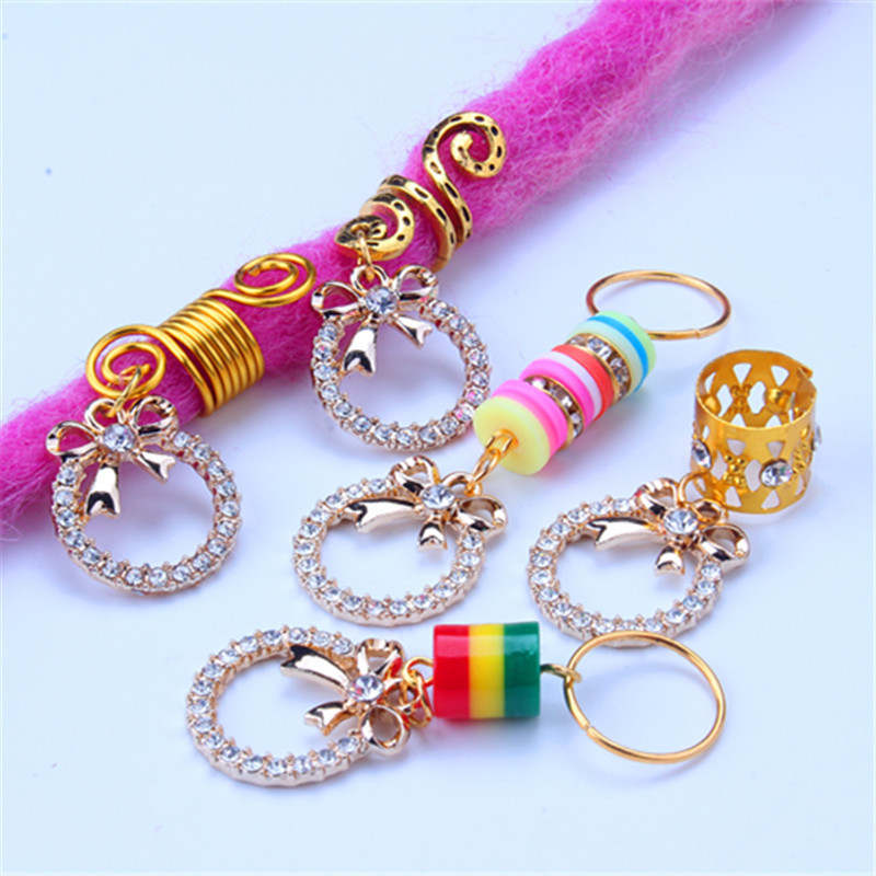 Perruque, accessoires pour dreadlocks, anneaux, pinces, ornements creux en alliage incrustés de diamants, pinces à cheveux, ressorts_voghion.com