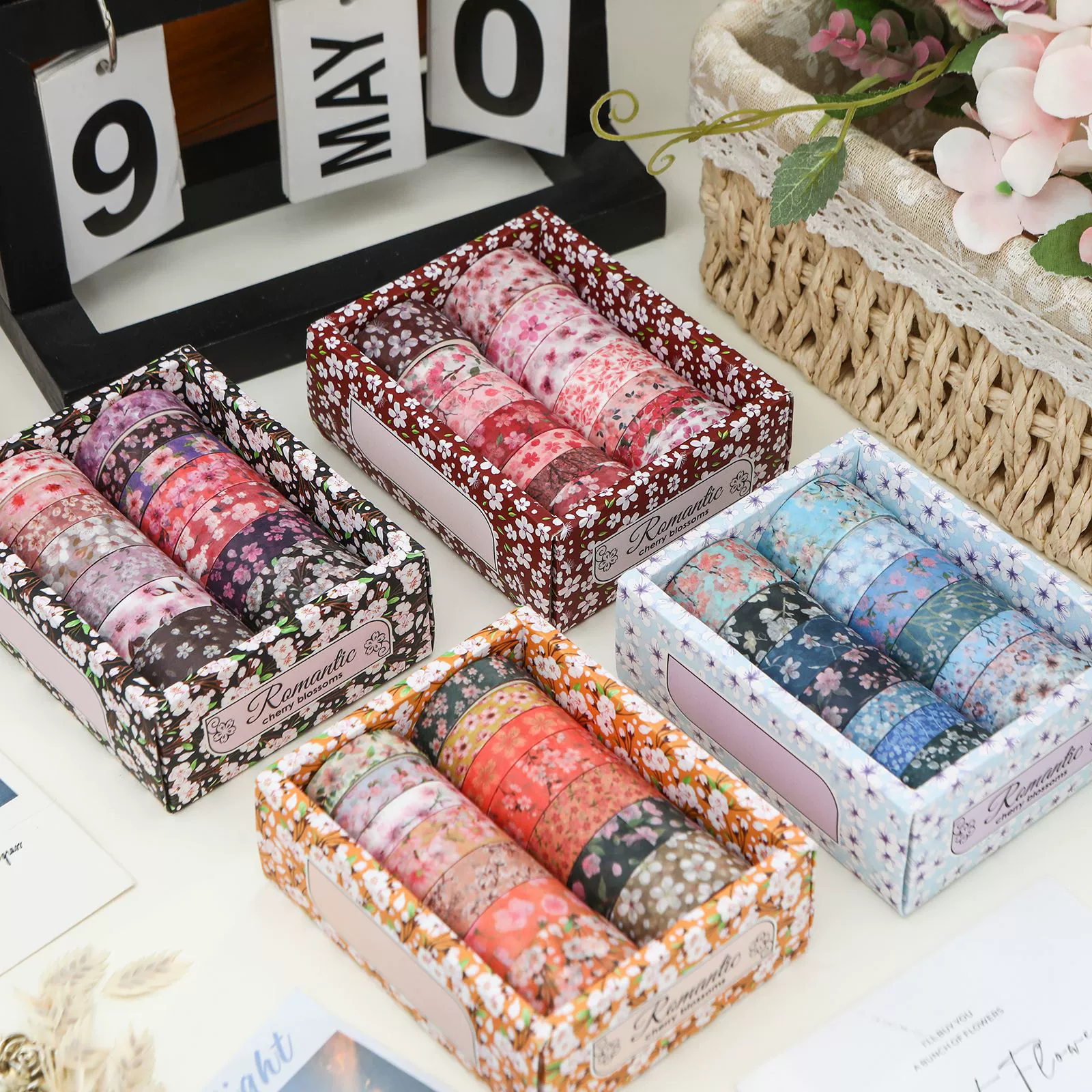 SDRT240827 Романтическая серия Сакура и бумажная лента набор 14 Вовлечение трансграничных продуктов Цветочный стиль серии