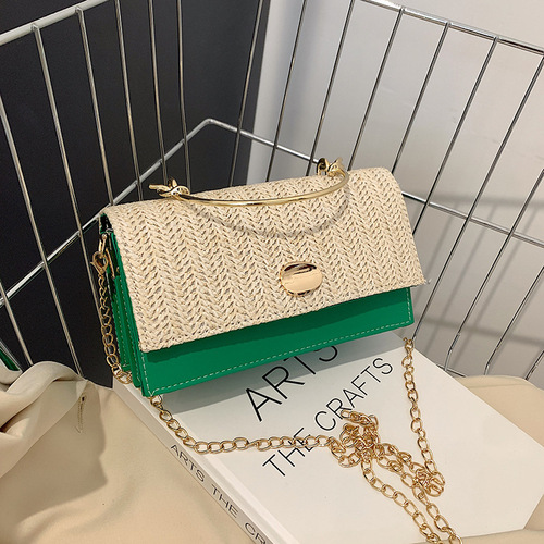 Straw handbag women's 2024 summer new Korean style fashion retro woven small square bag women's shoulder crossbody bag