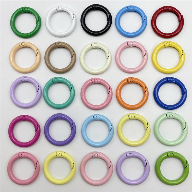 Macaron 23mm colgar chapado bobina de color caramelo abertura de resorte pequeño redondo hebilla de metal accesorios de joyería