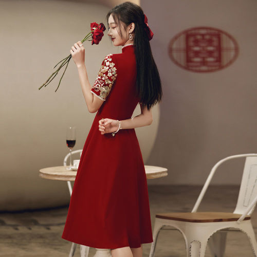 Toast dress bridal chinese wedding party dresses embroidery wedding dress dress female cheongsam engagement gown for female