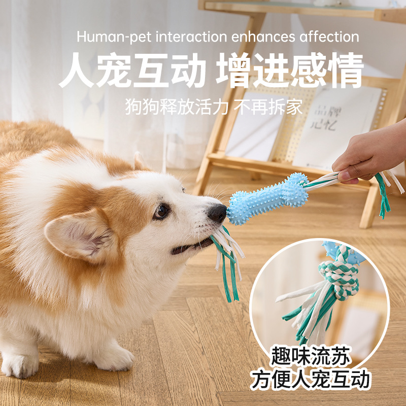 Nuevo color macaron TPR juguetes para perros, mordiendo zapatillas, nudos interactivos, juguetes para perros, rechinar los dientes, limpiar los dientes, cruzar la frontera