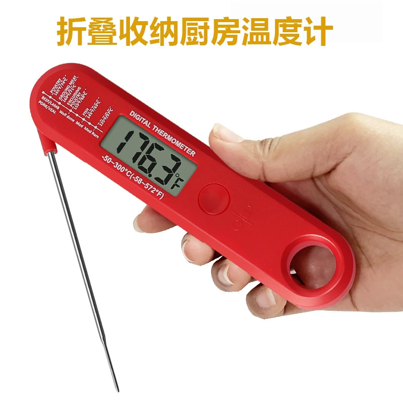 Красный простой складной зонд пищевой термометр кухонный мониторинг температуры пищевых продуктов барбекю Рекомендуемый лавочник продукта