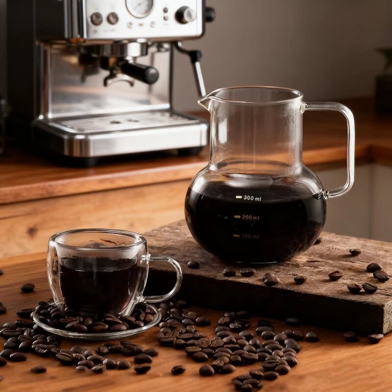 Heat-Resistant High Borosilicate Glass Pot, Hand-Brewed Hanging Ear Coffee Pot, Household Coffee Sharing Pot, Coffee Pot with Handle Heat-Resistant High Borosilicate Glass Pot, Hand-Brewed Hanging Ear Coffee Pot, Household Coffee Sharing Pot, Coffee Pot with Handle