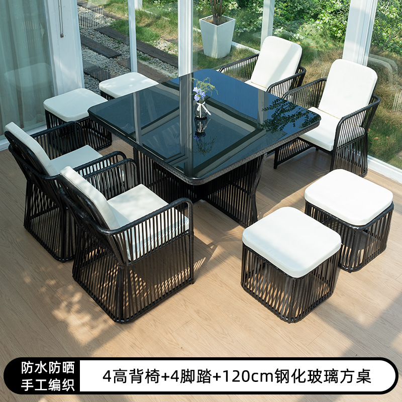 Al Aire Libre mesa y silla patio ocio ratán mesa y silla combinación terraza jardín al aire libre Mesa de té Muebles silla impermeable Protección solar