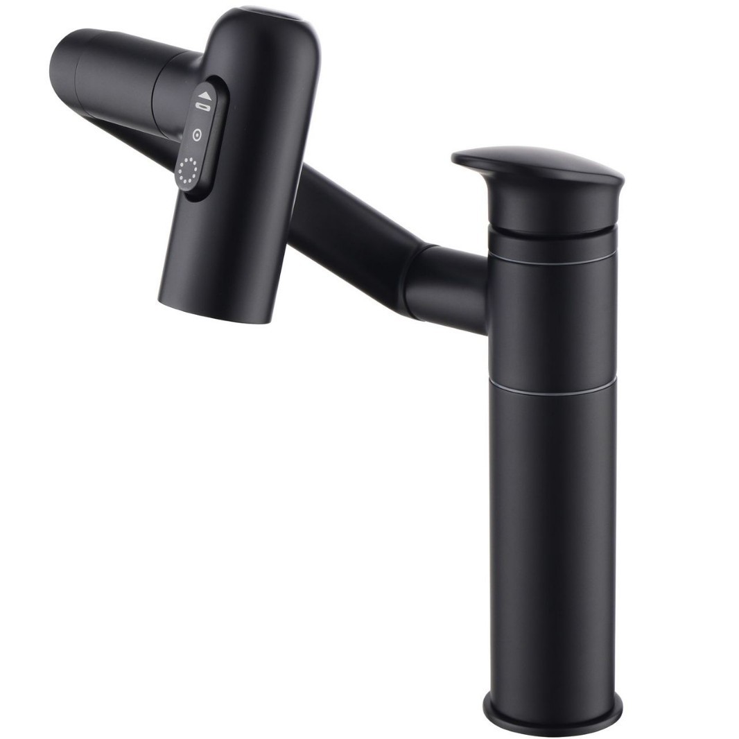 Uno por uno pistola de baño de latón gris mueble de baño pantalla digital gato de la suerte de agua de lavado de baño lavabo champú universal