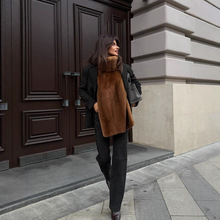 欧美跨境2025秋冬新款女装欧美风高领皮草马甲街头潮流毛毛上衣女