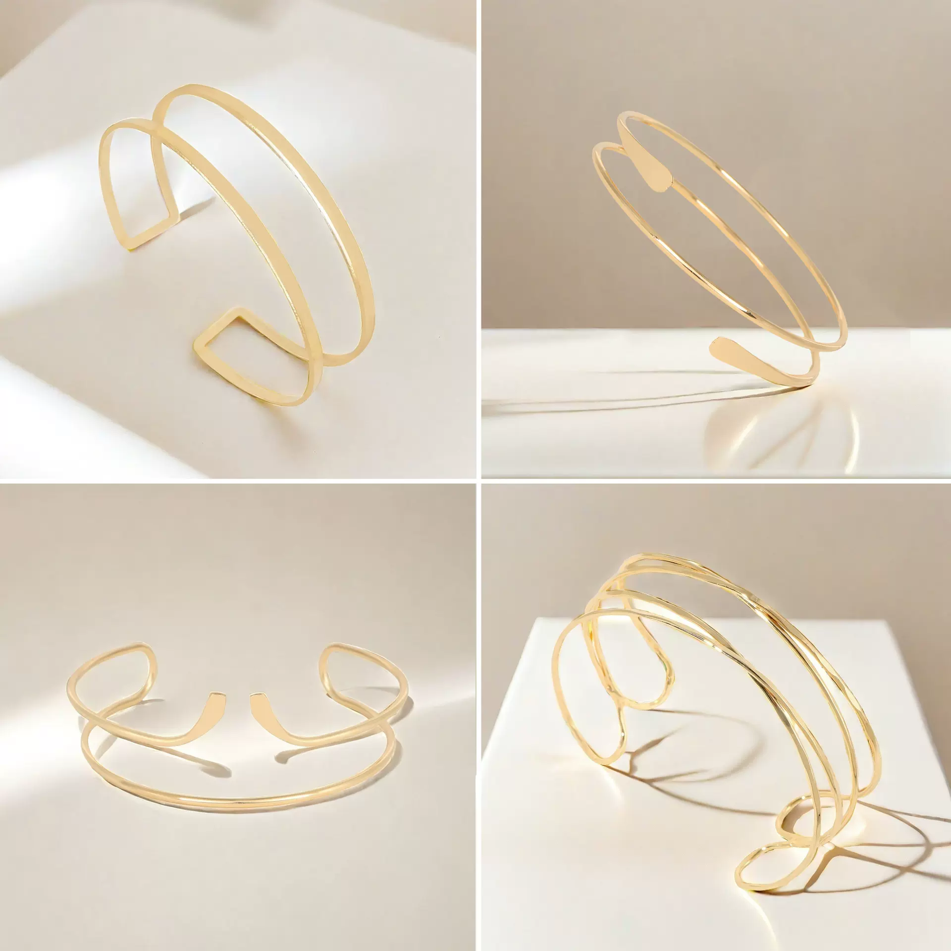 欧美时尚女士臂环开口可调节手镯戴手臂巴洛克新娘配饰品简约手环