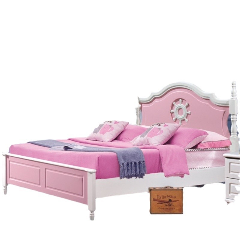 Cama de princesa moderna y simple Cama de madera maciza Cama de niños Cama de adolescentes Cama de niños Cama de niños Cama de niñas Cama individual Príncipe
