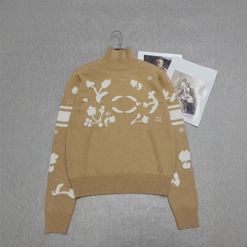 Shenzhen Nanyou Goods ~ High-End Version 26 Autumn/Winter New Ski Style High-Neck Camellia Sweet Knit Wool Top