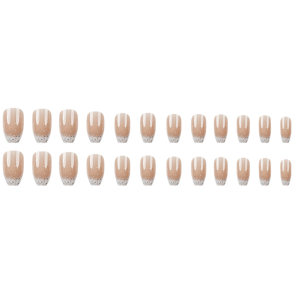 Las uñas de arte de uñas tipo ballet más vendidas en Europa y América, brillo, parche de uñas degradado blanco, armadura de desgaste simple de sentido avanzado