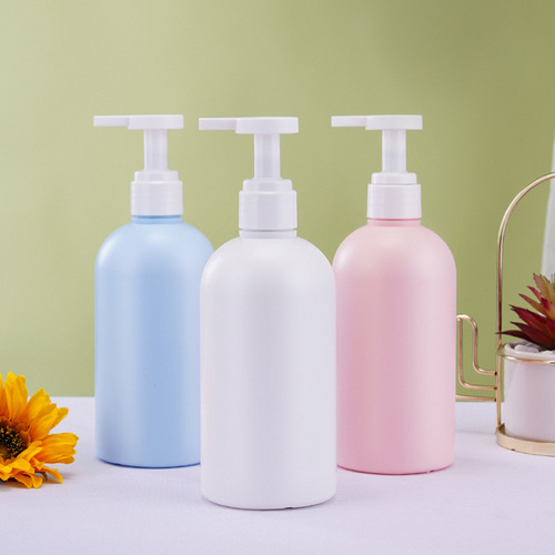 500ml round shoulder shampoo press shower gel bottle PE press wash and care hand sanitizer bottle shampoo plastic bottle