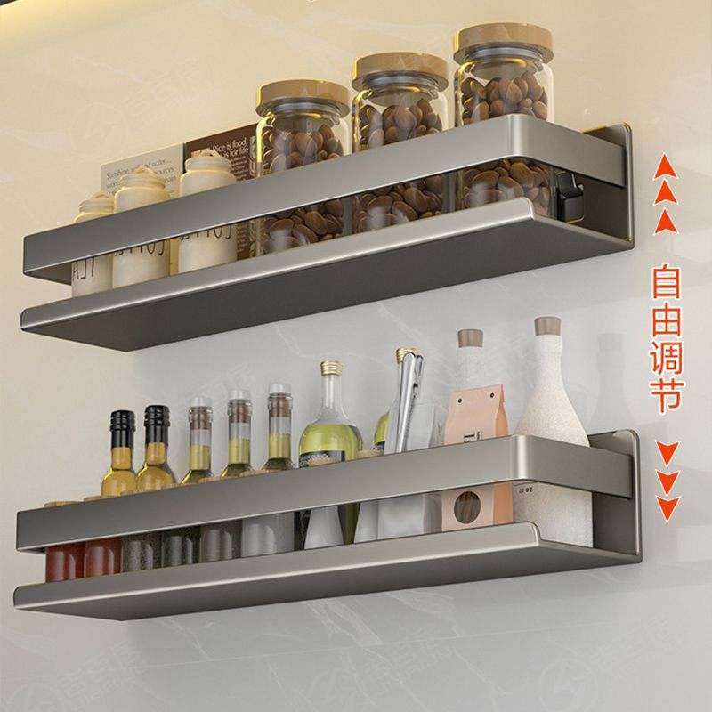 免打孔槍灰廚房調料置物架壁掛式雙層調味品佐料多功能收納架批發