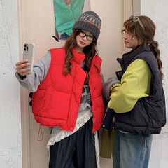 大码糖果色羽绒棉服马甲女2025年新款立领加厚宽松短款背心外套潮