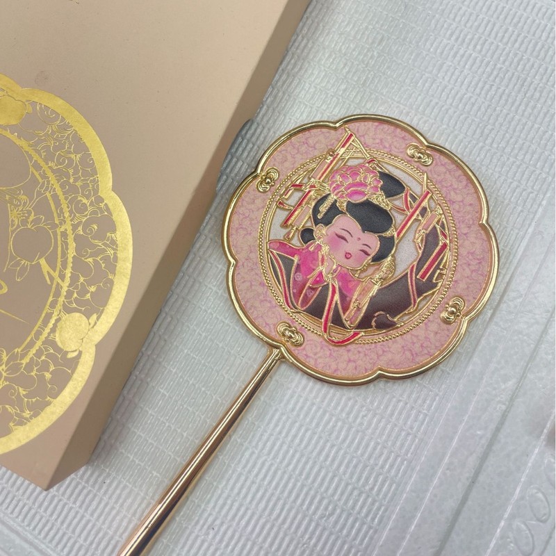 文創国風復古合金手持ち鏡旅行文創記念品携帯一体型化粧鏡包郵便卸売り|undefined