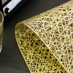 創意長方形交織紋鏤空西餐墊燙金桌墊家居隔熱防滑桌墊廠家直發
