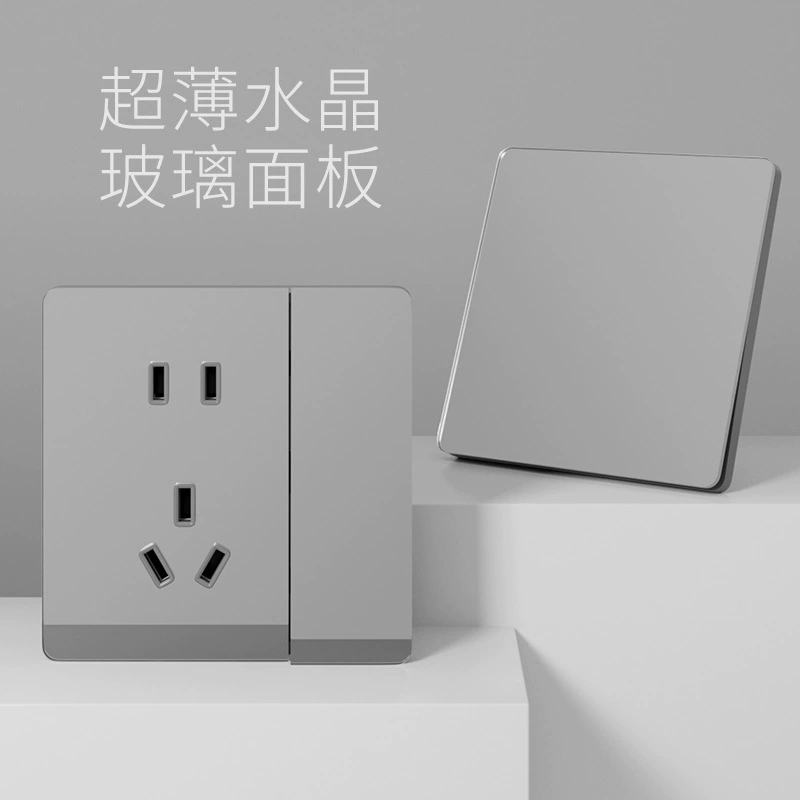 International Electrician Ultra-thin Mirror Switch Socket 86 Panel Household Seven-Operation One-Open Five-Operation Concealed Five-Operation Five-Operation 16a