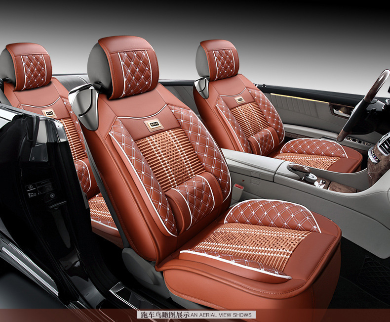 Cross-border Foreign Trade Surrounded Four Seasons General Leather Car Cushion Summer Ice Silk Car Seat Cover Five-seat Car Cool Mat