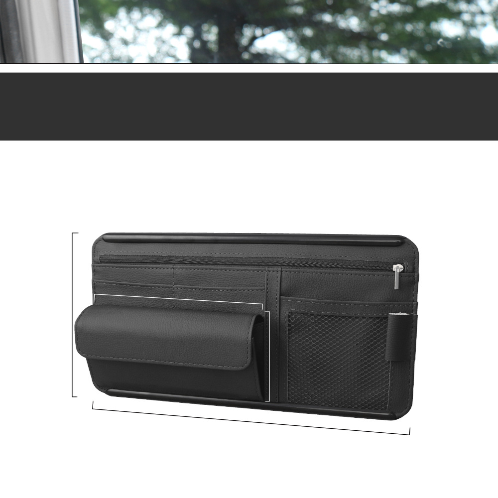 Car Sunshade Glasses Case, Document Receipt Holder, Car Rubber Frame Zipper, Multi-functional Card Bag Cosmetics Bag