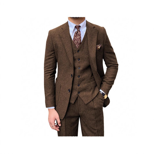 Best-selling men's suit set, new rough wool felt herringbone suit, business banquet best man's suit
