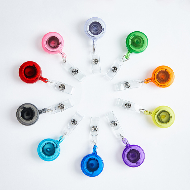 Round transparent frosted easy-pull buckle plastic ID badge clip ABS badge hanging buckle shrink buckle epoxy