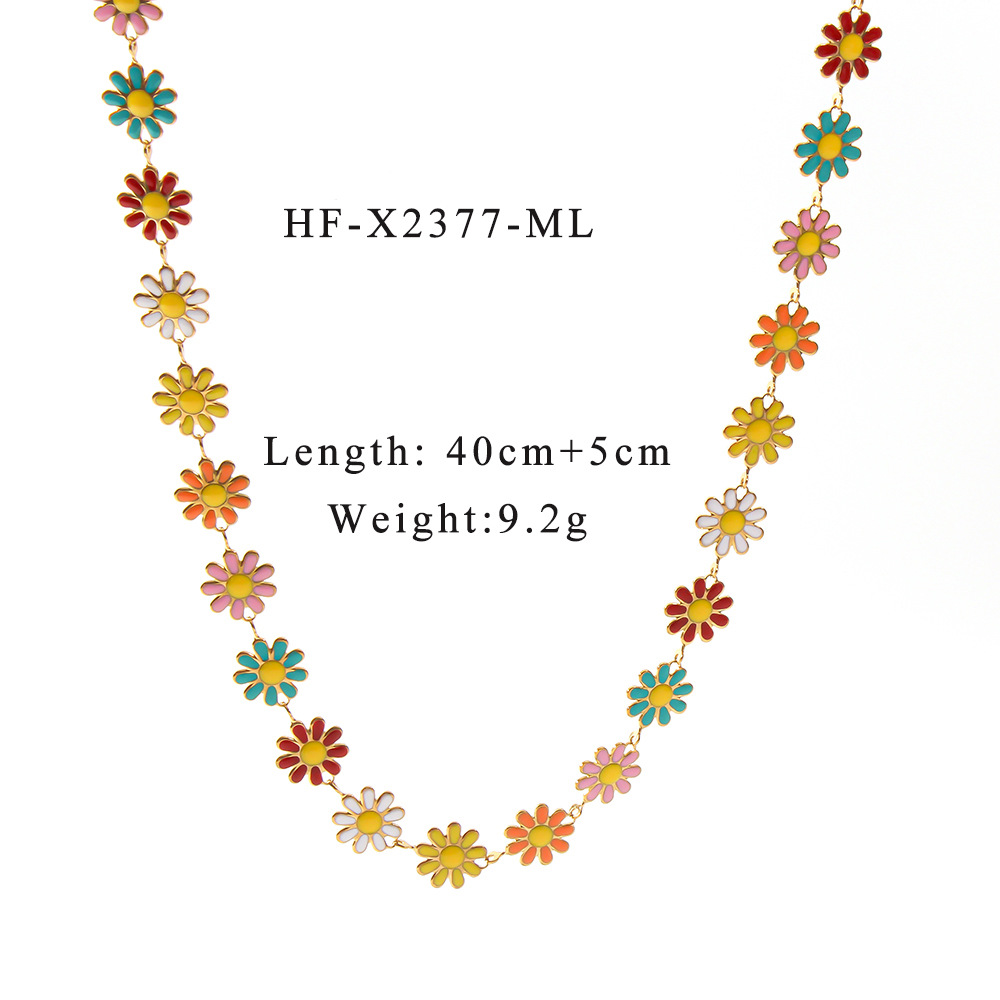 7g Weight Bracelets, Necklace Classification 1 Piece Quantity Daily Occasion 304 Stainless Steel Material Daisy Pattern All Seasons Season Women's Gender Plating Design Elegant Style Wholesale Jewelry Elegant Daisy 304 Stainless Steel Plating Bracelets Necklace 无