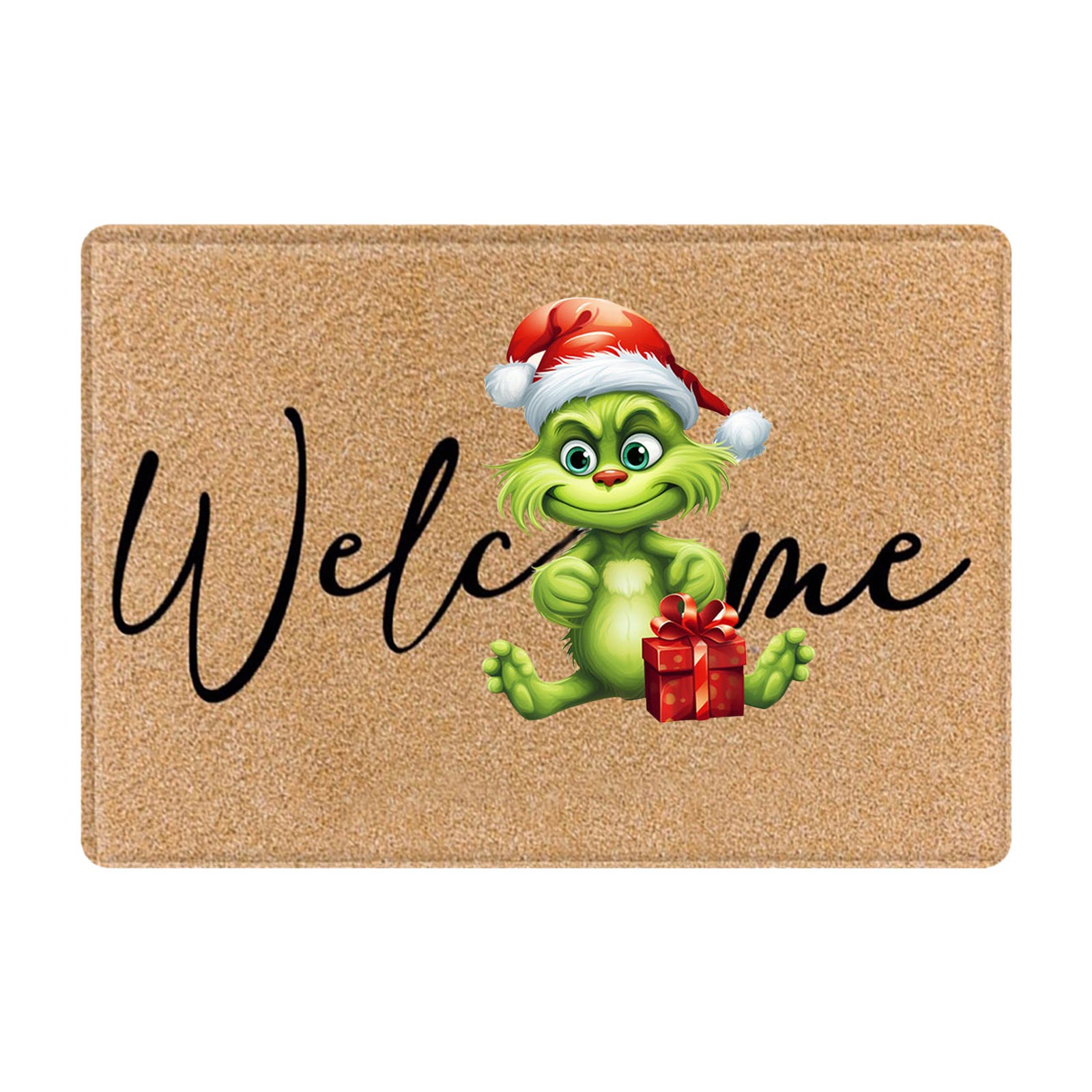En stock Grinch alfombra del piso transfronterizo alfombra de Navidad alfombra de puerta de vacaciones verde payaso alfombra del piso