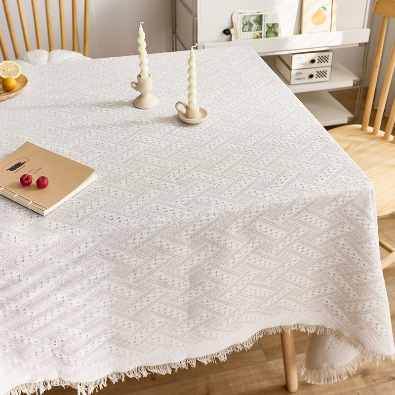 French Cream Cotton Linen Style Tablecloth Advanced Atmosphere Photo Decorative Tablecloth Coffee Table Cover Towel Rectangular Tablecloth