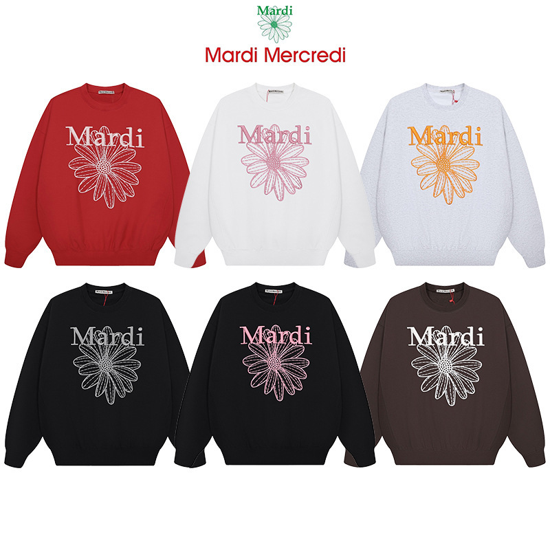 Korean trendy brand Mardi daisy embroidered sweatshirt for women, round neck top, available in multiple colors, same style as Kim Go-eun's, in stock for wholesale Korean trendy brand Mardi daisy embroidered sweatshirt for women, round neck top, available in multiple colors, same style as Kim Go-eun's, in stock for wholesale