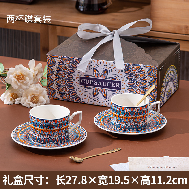 Bohemia de alta calidad taza de café y plato conjunto de tazas de cerámica en el extranjero de alto valor de regalo de mano regalo de actividad