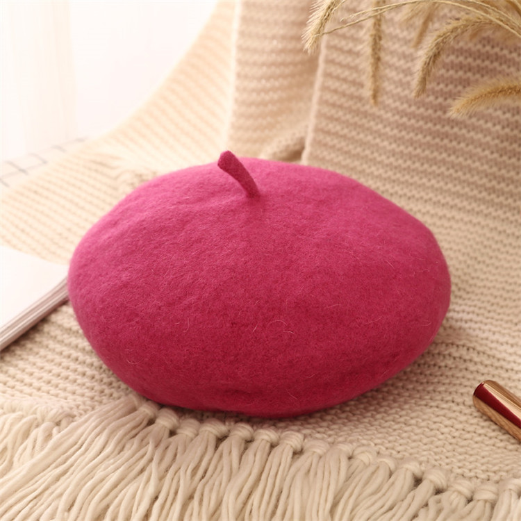 Rose Red-lana (boina) + ajustable / 2-8 años de edad (circunferencia de la cabeza 48-52cm)