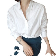 白色衬衫女棉韩版洋气百搭女装寸衫休闲职业上衣白衬衣女士村衫