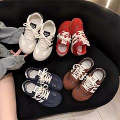 红色德训鞋秋季新款3.5cm软底百搭休闲鞋077