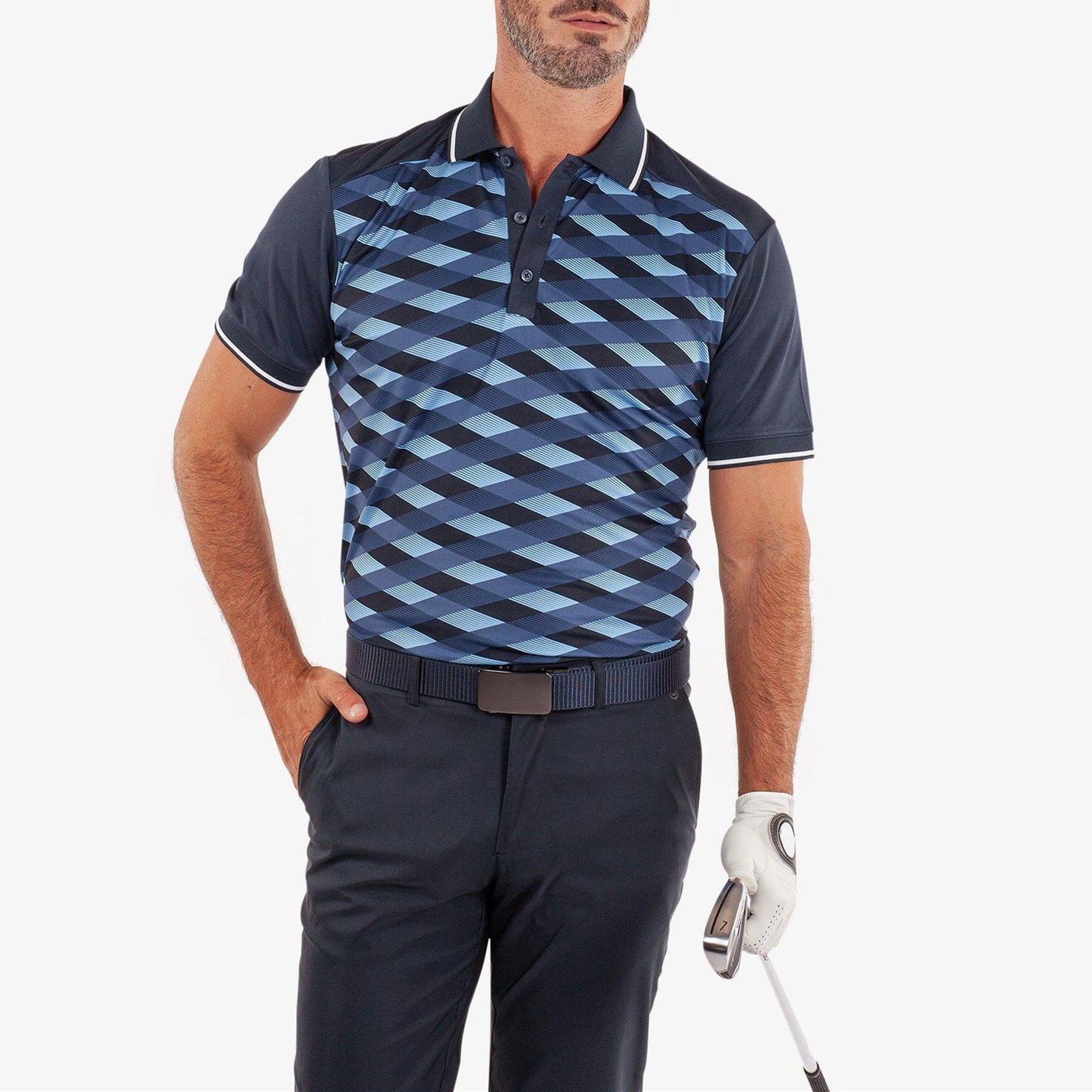 Customized Classy Golf Uniforms with Full Printing European and American Men's Lapel Long-Sleeved Golf Uniforms Men's Antibacterial Quick-Drying Tops