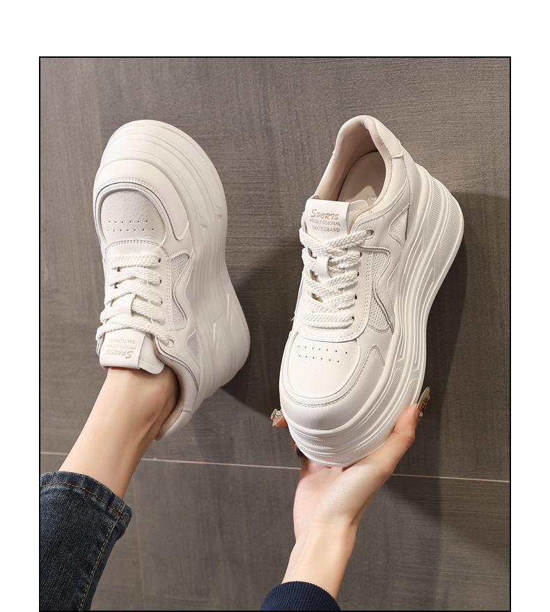 Giày sneaker nữ đế dày tăng chiều cao phong cách thể thao — màu be chi tiết 14