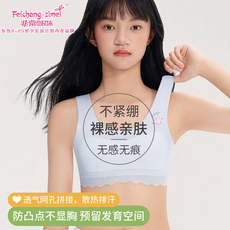 Girls' One-stage Traceless Underwear Comfortable Breathable Lightweight Vest Anti-bump Bra for Primary School Children Girls' One-stage Traceless Underwear Comfortable Breathable Lightweight Vest Anti-bump Bra for Primary School Children