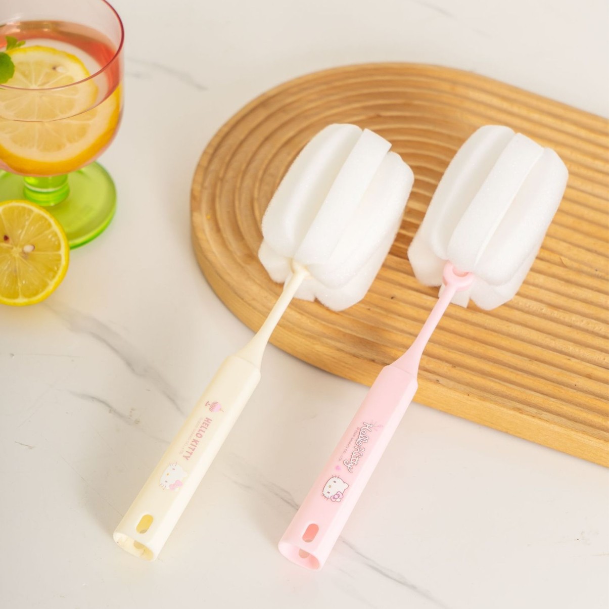 Sanrio Cup Brush with Long Handle, Cute Cartoon Sponge Brush for Cleaning Cups and Baby Bottles
