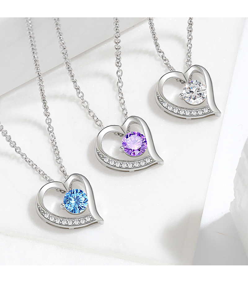 Simple Style Heart Shape Copper Hollow Out Inlay Zircon Pendant Necklace 1 Piece