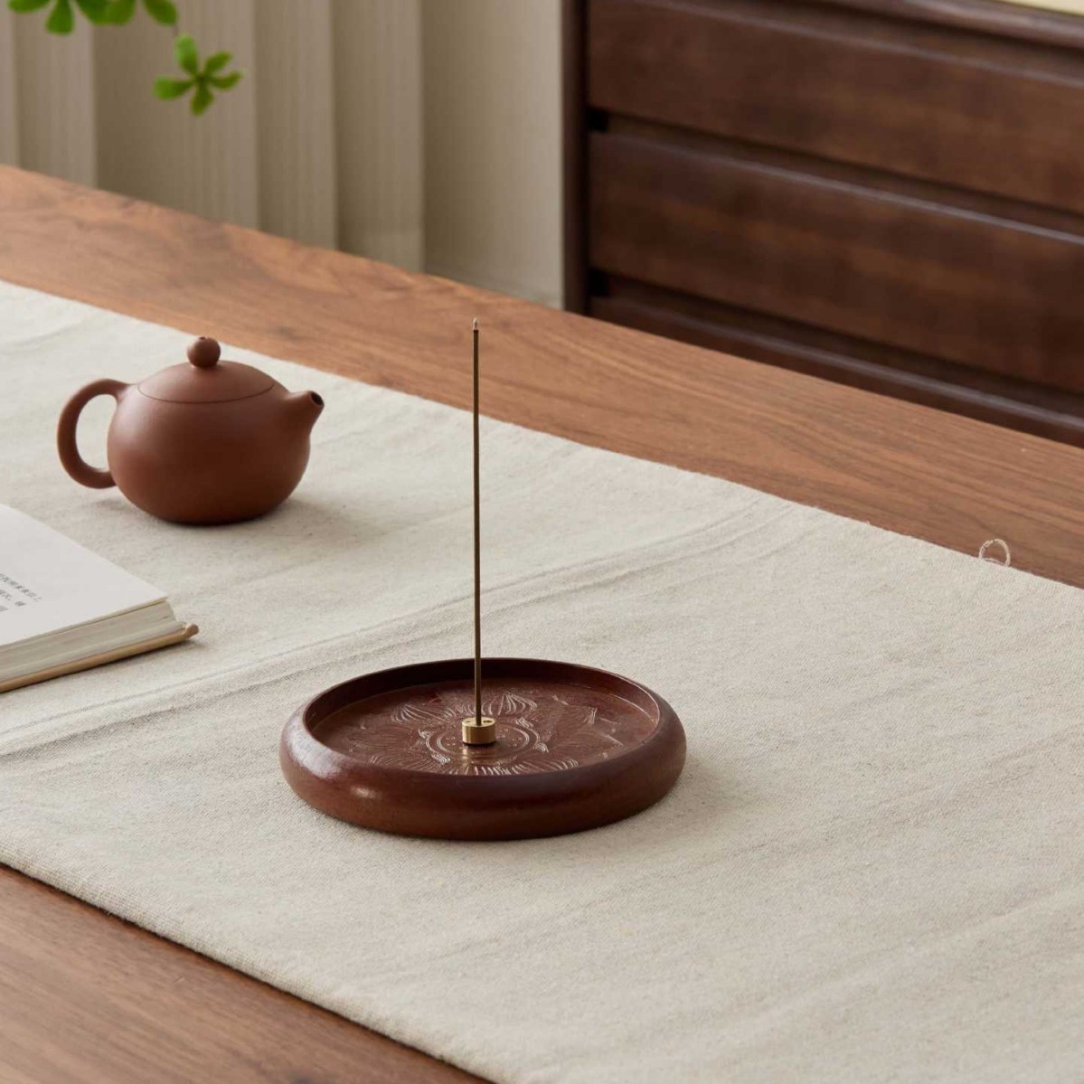 批发极简风胡桃木实木简易香盒 创意长方形山峦款木质线香香炉