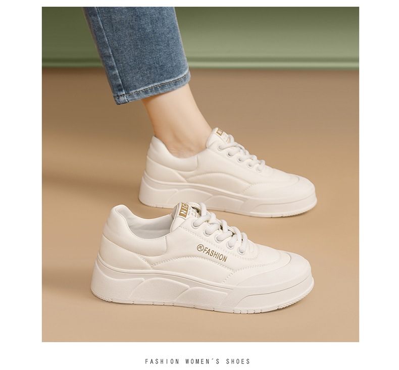 Weiße Damen Freizeitschuhe Mit Plateau Weiche Sohle Sneaker_voghion.com
