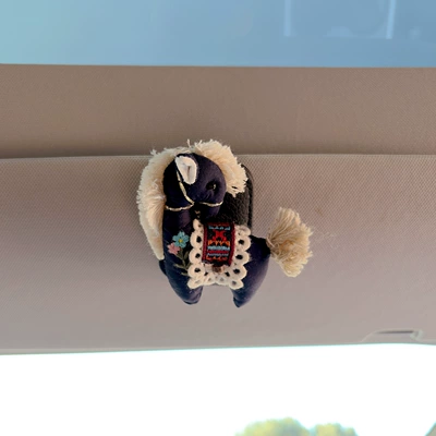 Cute Cartoon Pony Car: Car Glasses Clip/Bill Clip - rich-horse-navy-blue-black-glasses-clip