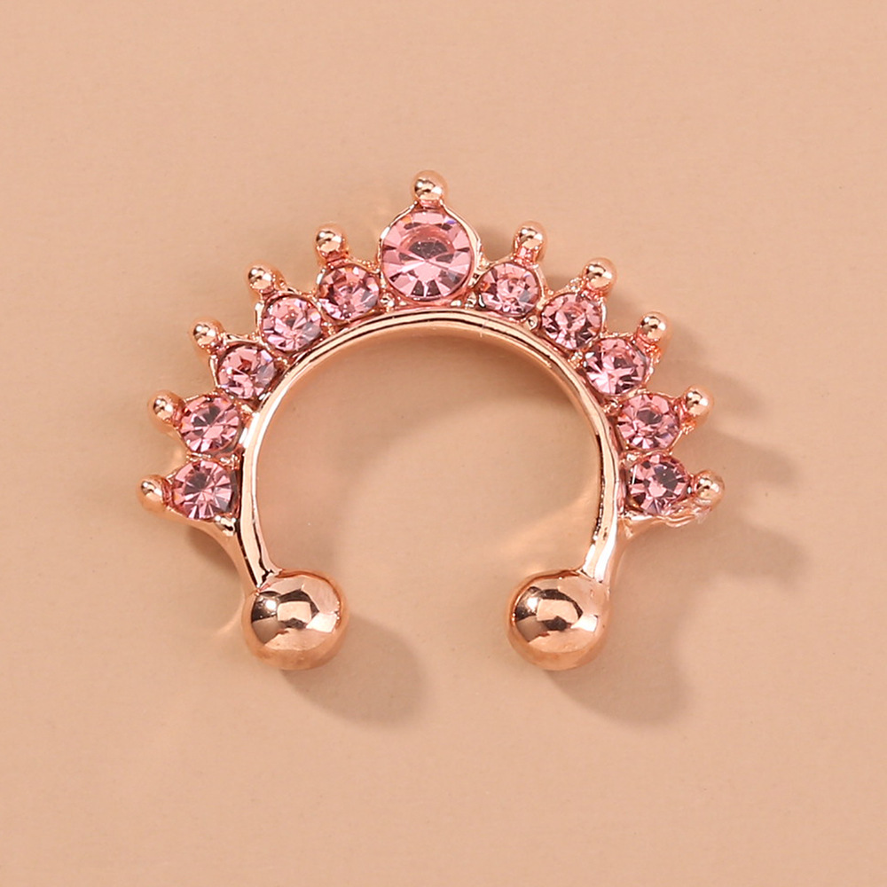 Fashion Multi-color Diamond-studded Colored Diamond Nose Ring Piercing Nose Nail Jewelry Accessories display picture 2