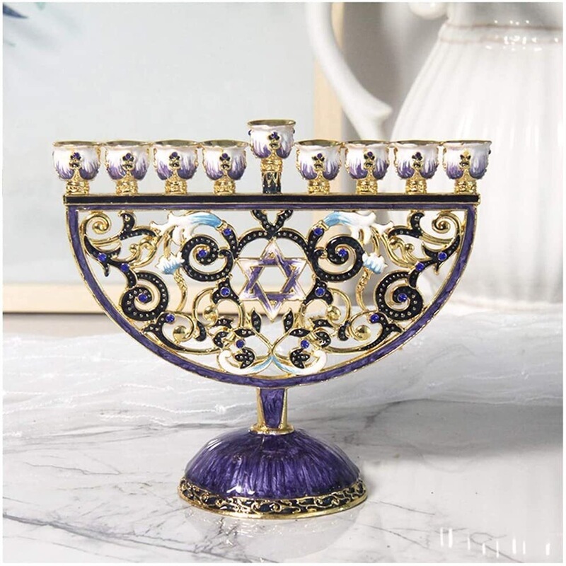 Foreign Trade European-Style Enamel Metal Candlestick Ornaments, Retro Enamel Nine-Head Candle Holder, Home Decoration Crafts, Cross-Border