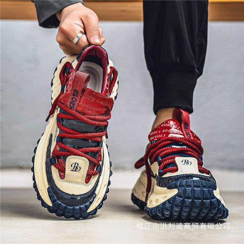 European Men's Shoes 2025 Autumn New Patent Leather Light Luxury Versatile Thick-Soled Height-Increasing Dad Shoes Casual Shoes