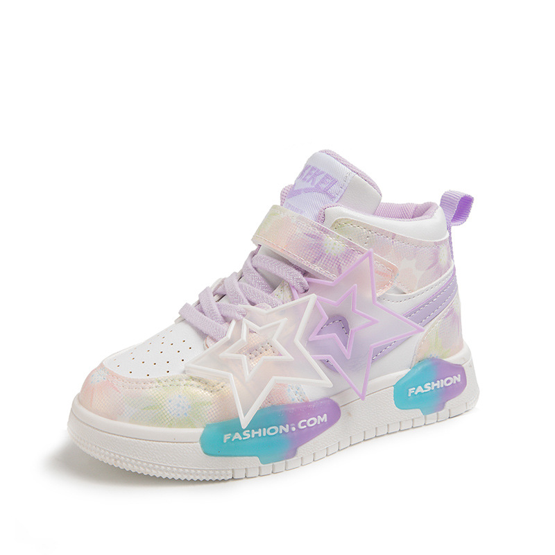 Zapatillas altas para niños 2023 otoño nuevas zapatillas deportivas estrella para niñas medianas y grandes para niños antideslizantes de fondo suave zapatos Casuales