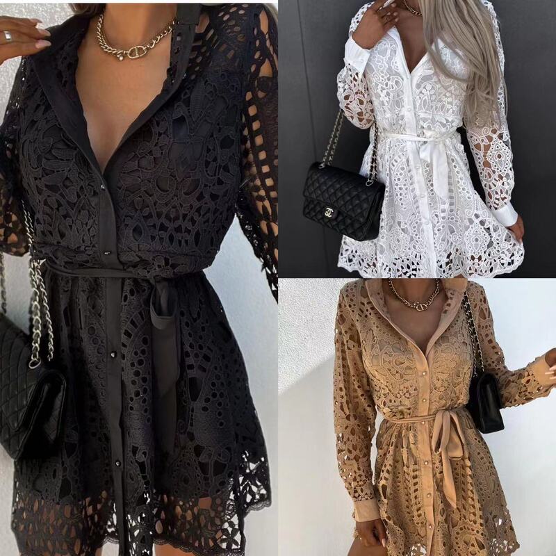 Cf European and American Cross-Border New Products Amazon Aliexpress Fashionable Lace Mini Lace-Up Dress for Women Cf European and American Cross-Border New Products Amazon Aliexpress Fashionable Lace Mini Lace-Up Dress for Women