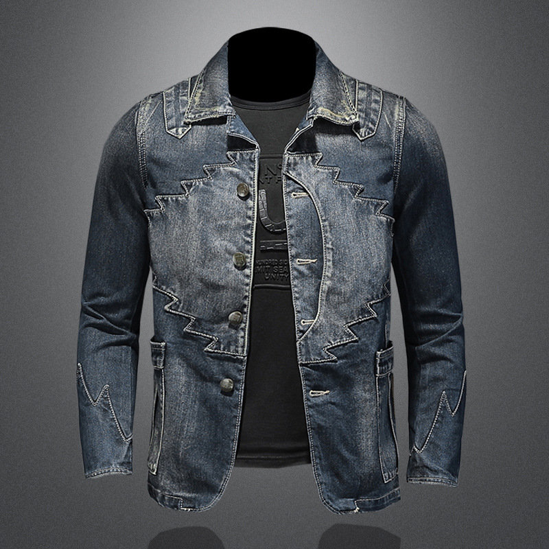 European Station Spring Suit Denim Jacket Slim Fit Denim Vintage 730/H06157/P225 in stock