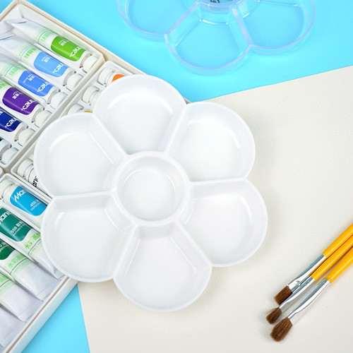 Art plum blossom paint palette imitation porcelain 7-grid transparent plum blossom disk gouache acrylic Chinese painting paint palette