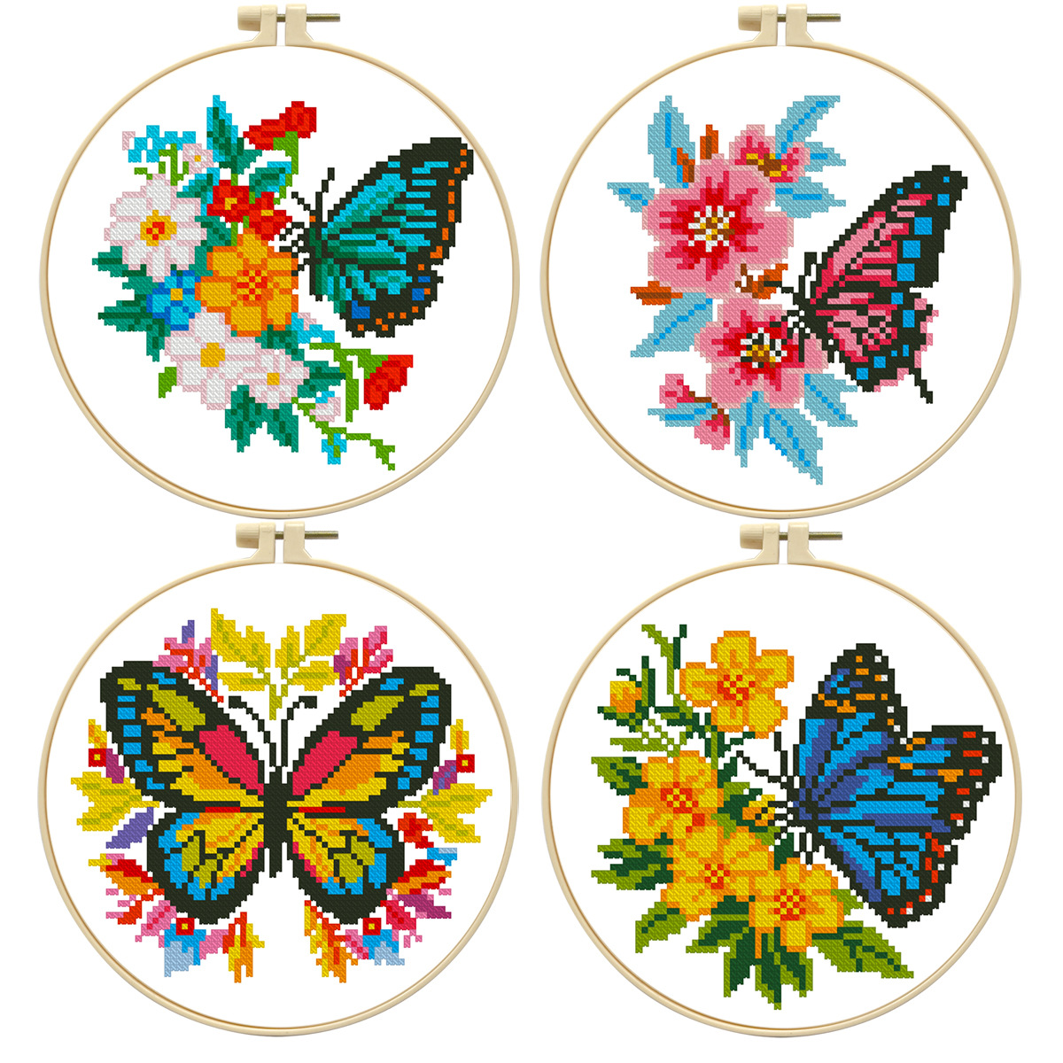 Mona Lisa Royal Cross Stitch Colección de flores Colección de mariposas Nuevas flores Mariposas Bordado de hilo hecho a mano simple y moderno